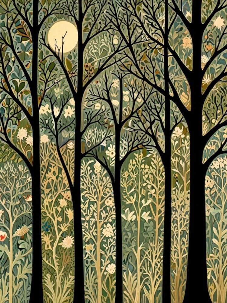 William Morris Forest In The Moonlight 1