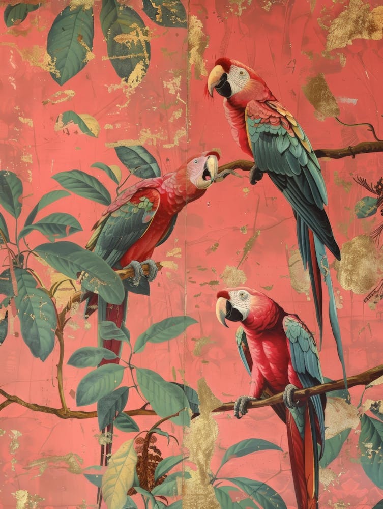 Parrots On A Branch