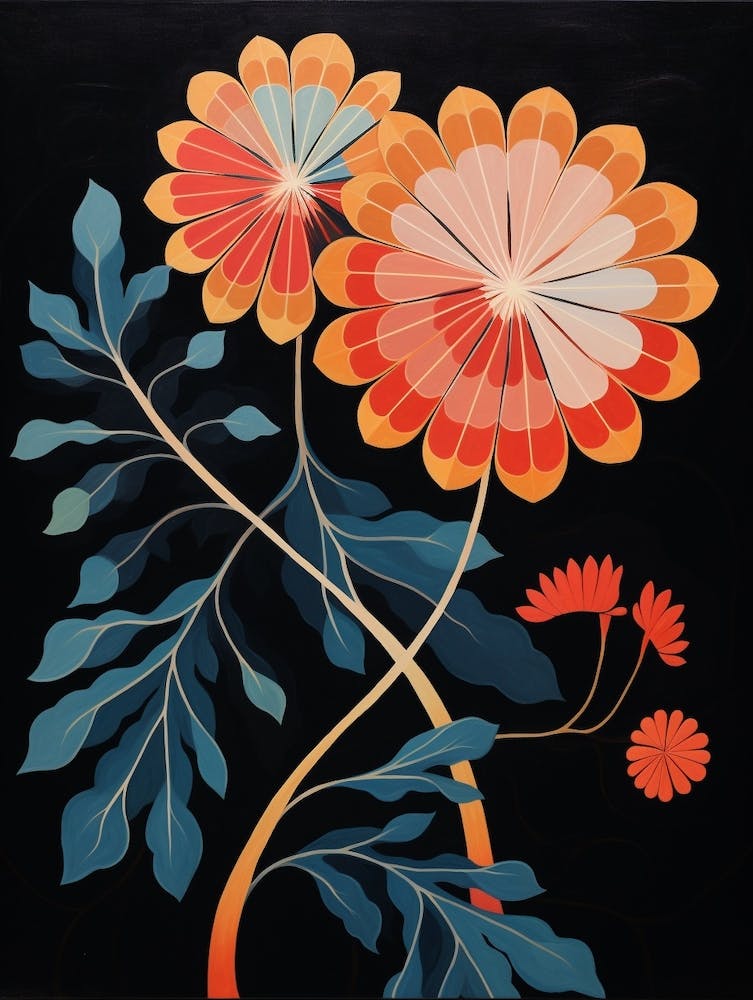 Chrysantheme 2 Hilma Af Klint Inspirierte Blumenillustration