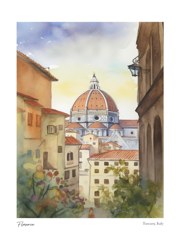 Florence, Tuscany, Italy 4 Watercolour Travel Poster