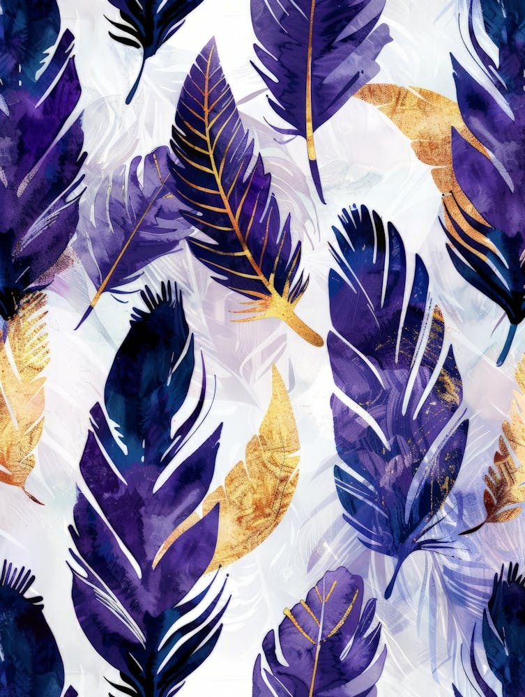 Feathers In Purple And Gold