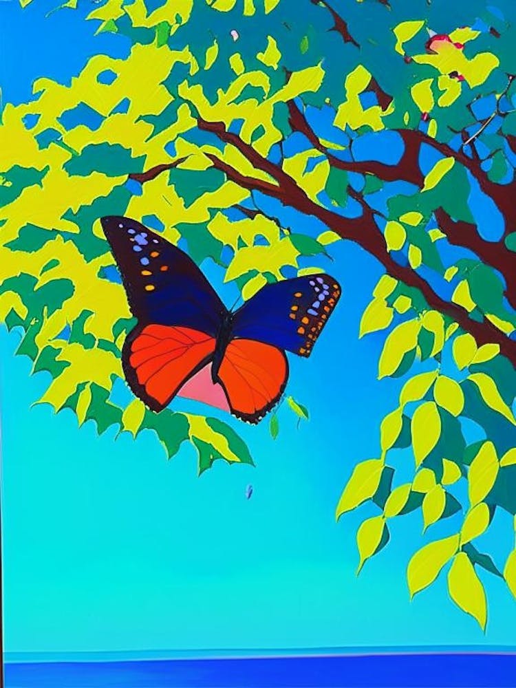 Butterfly In Tree Pop Art David Hockney Inspired 1