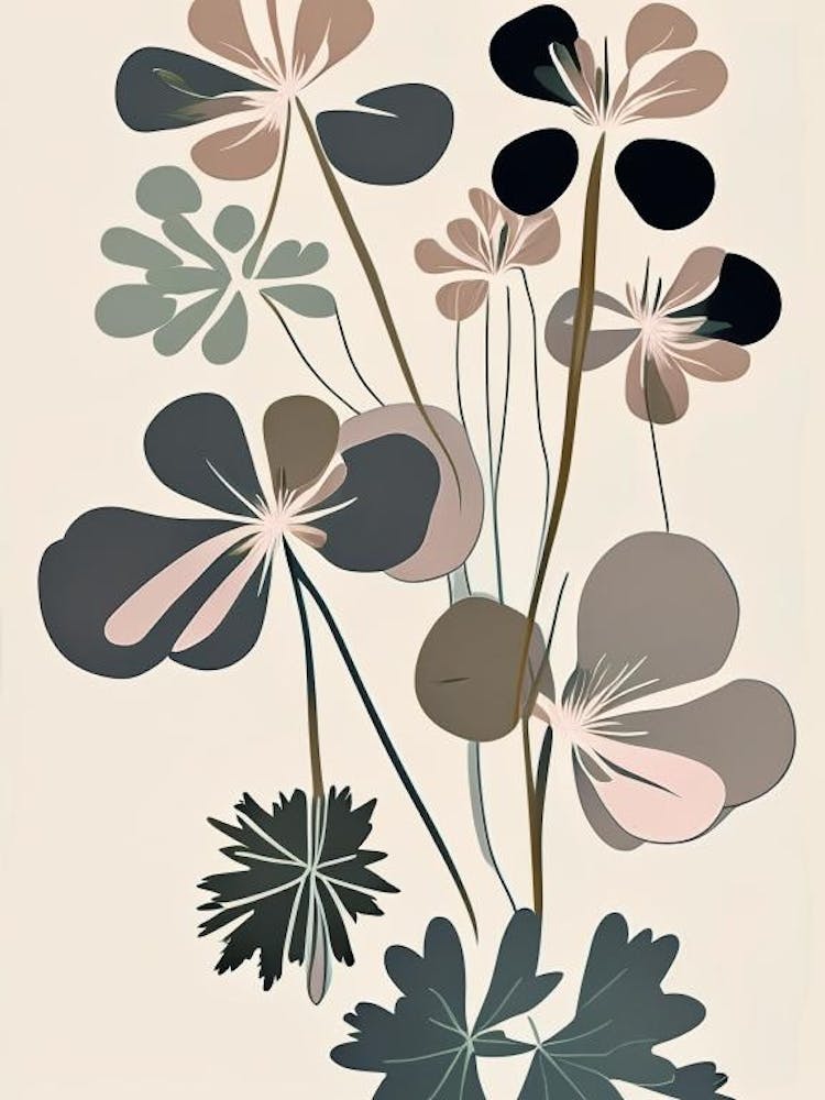 Wild Geranium Wildflower Modern Muted Colours