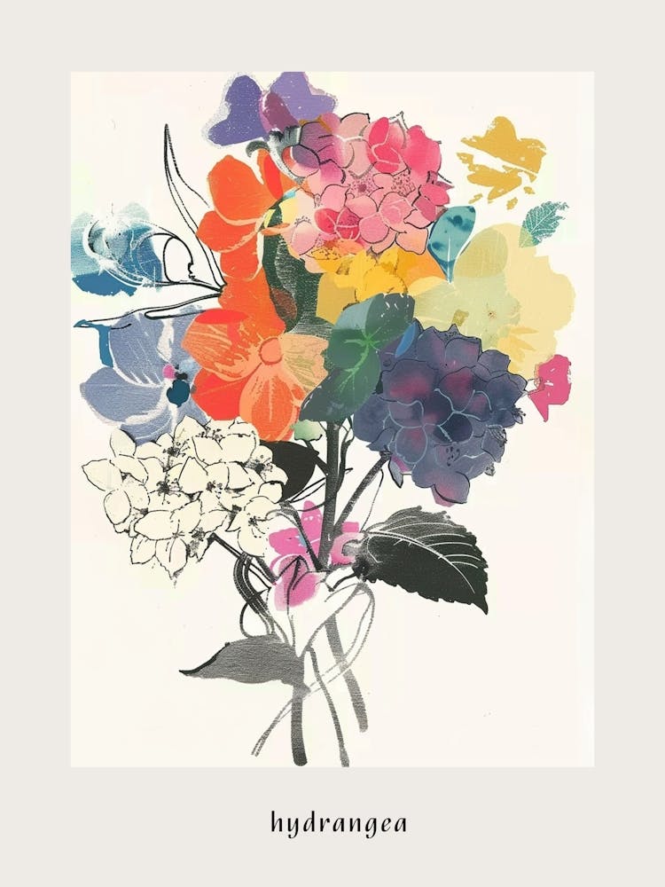 Hydrangea 4 Collage Flower Bouquet Poster