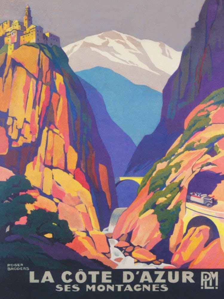 La Cote D'azur France Vintage Travel Poster