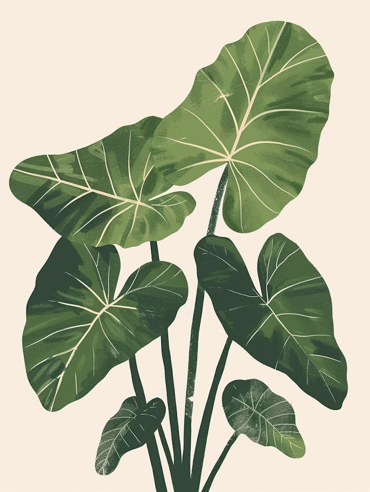 Elephant Ear Plant Minimalist Illustration 4