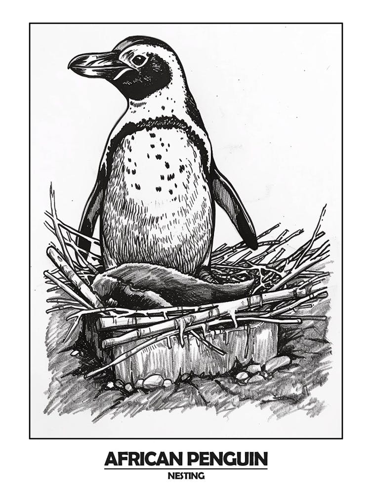 Penguin Nesting Poster