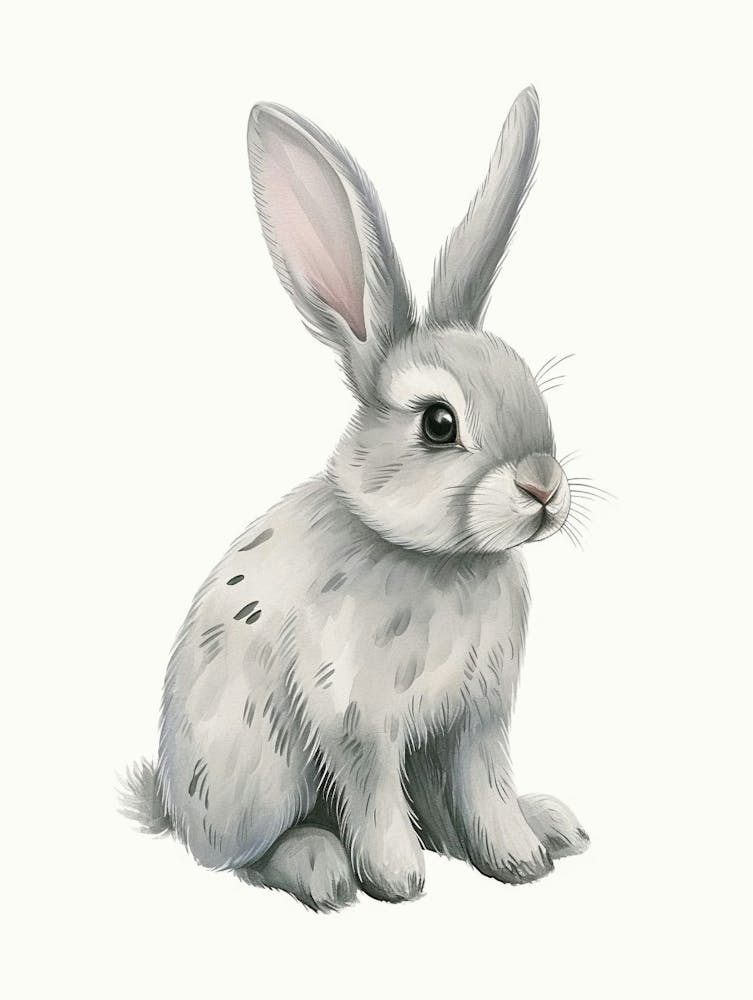 English Silver Rabbit Kids Illustration 1
