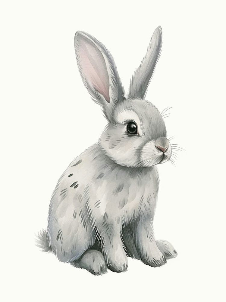 English Silver Rabbit Kids Illustration 1