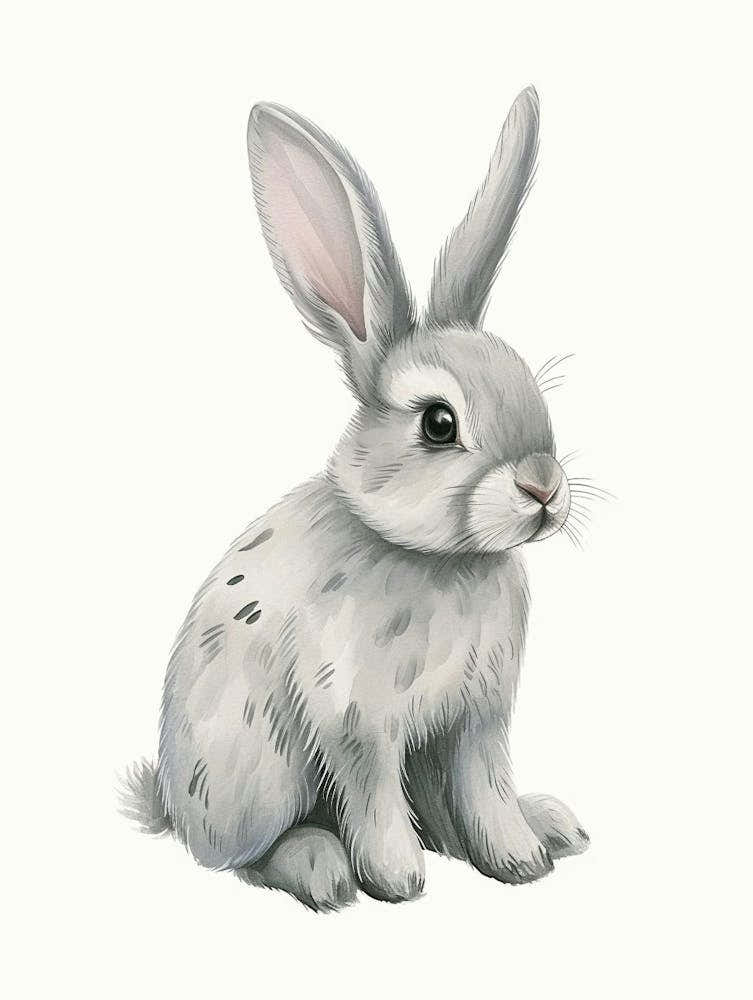 English Silver Rabbit Kids Illustration 1