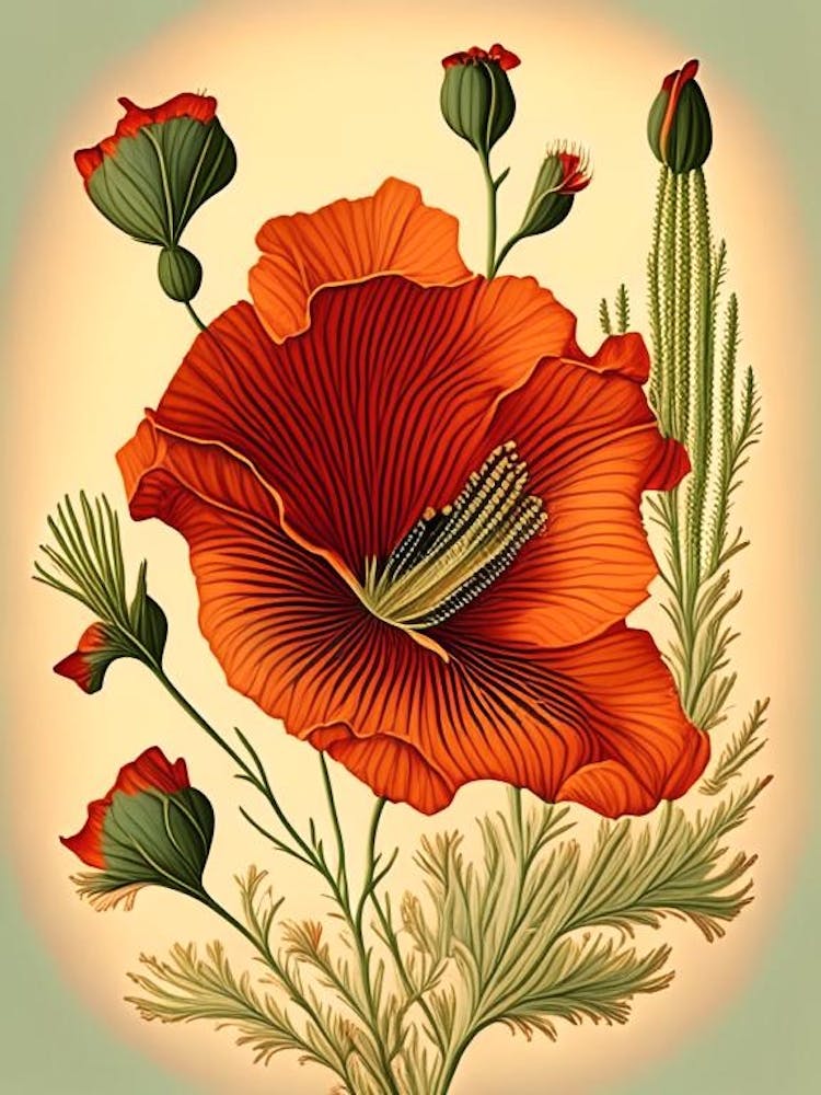Wüstenmohn Wildblume Vintage Botanisch 1
