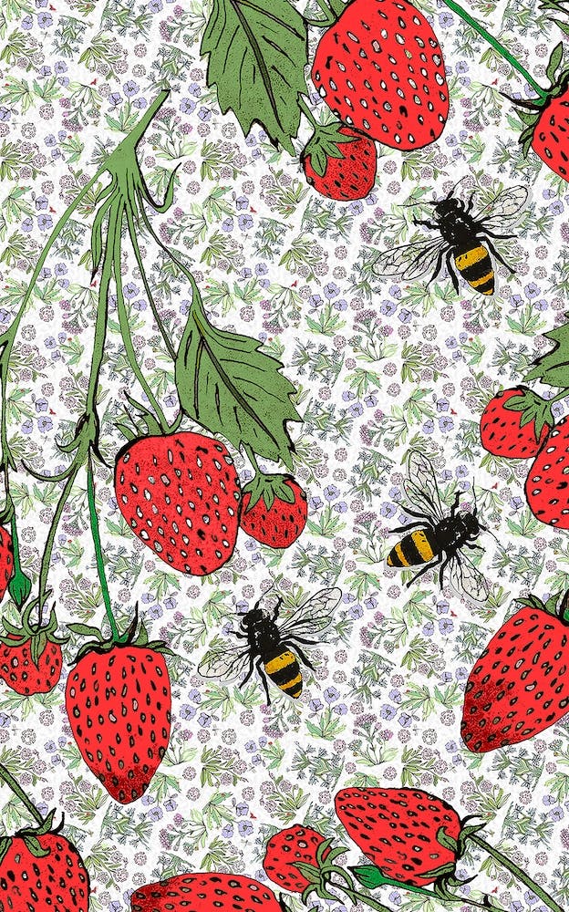 Strawberries And Bees