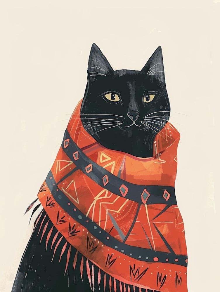 Black Cat With Scarf 2