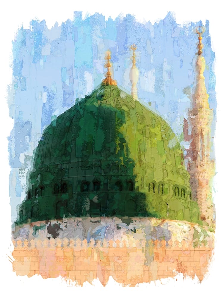 Al-Masjid an-Nabawi in Impressionist Digital Painting