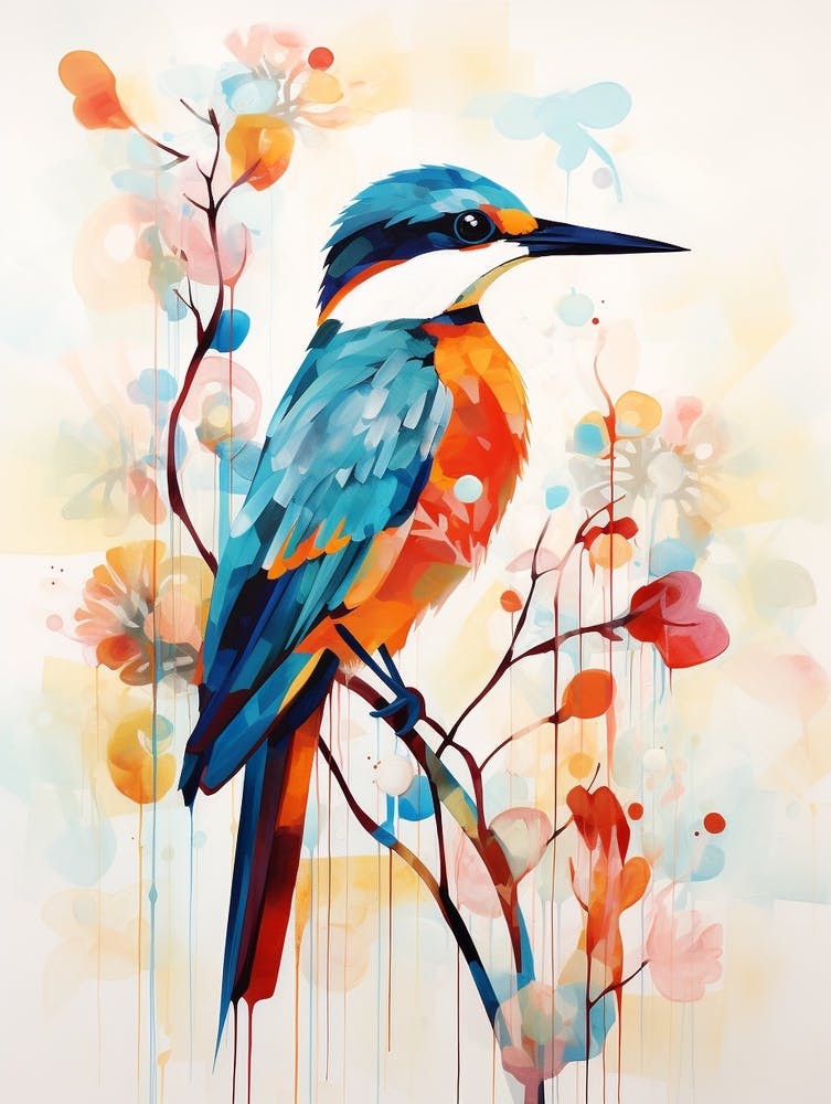 Bird Painting Collage Kingfisher 2