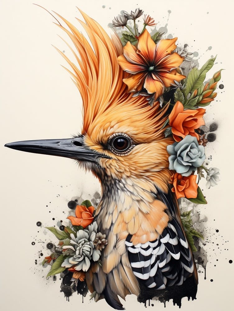 Bird With A Flower Crown Hoopoe 3