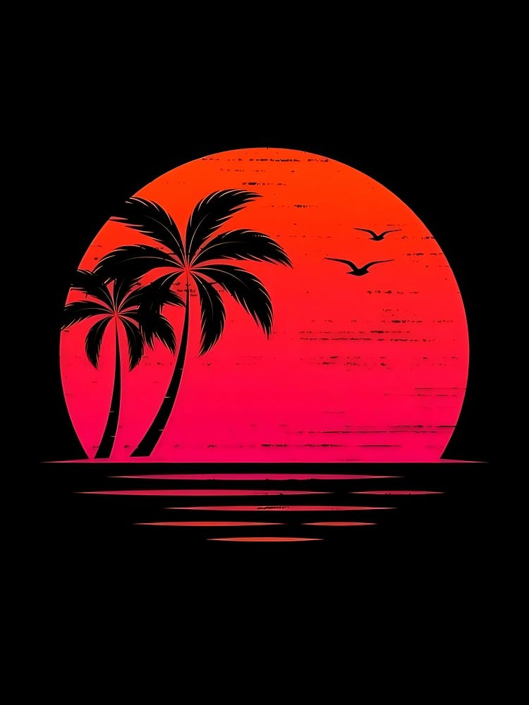 Sunset With Palm Trees