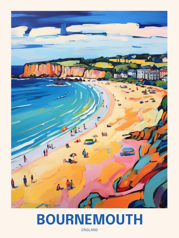 Bournemouth England 3 Uk Travel Poster