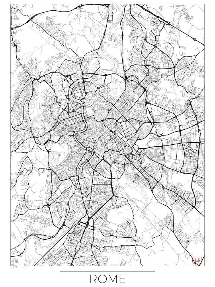 Rome Map Minimal Line