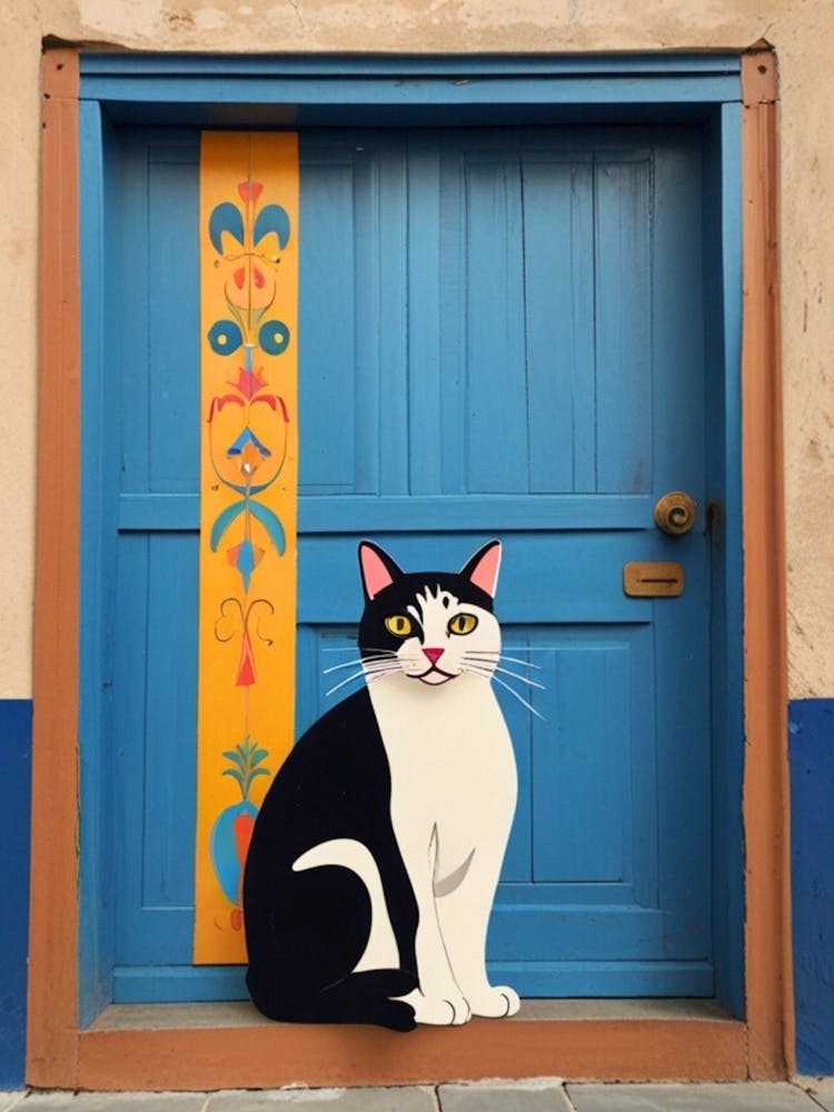 Cat On A Blue Door 1