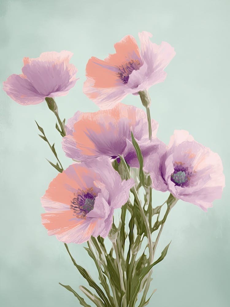 Lavender Flowers Acrylic Painting In Pastel Colours 3