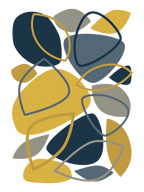 Navy, Mustard Mid Century Modern Abstract 23