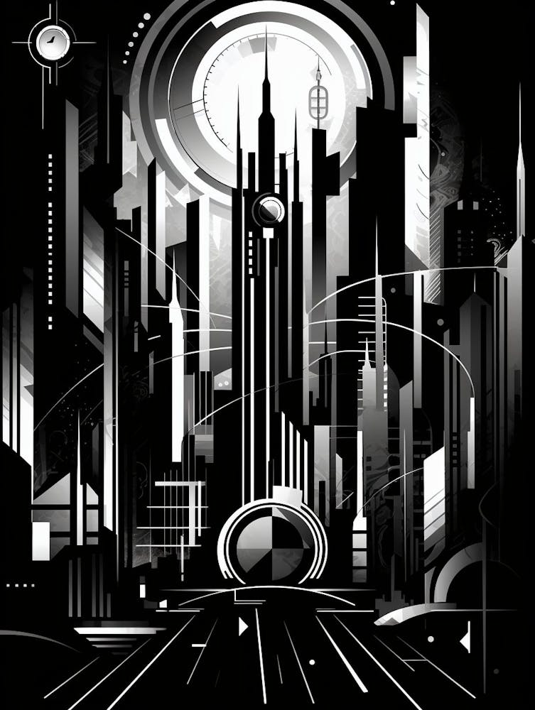 Metropolis Abstract Black And White 8