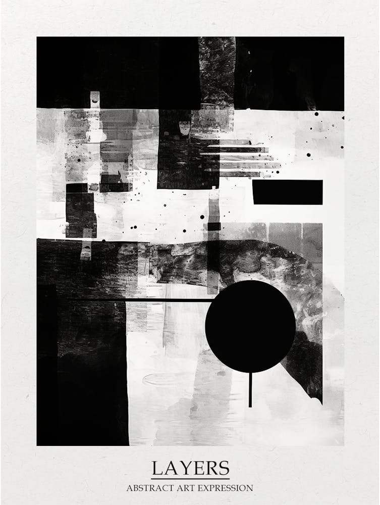 Layers Abstract Black And White 8 Poster