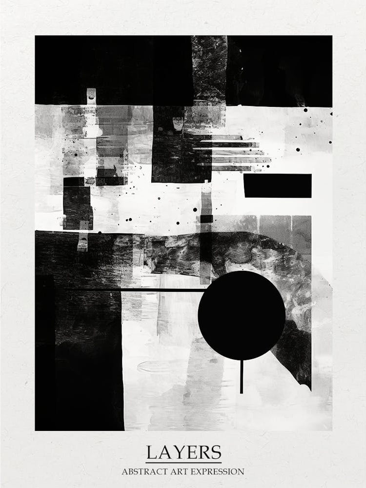 Layers Abstract Black And White 8 Poster