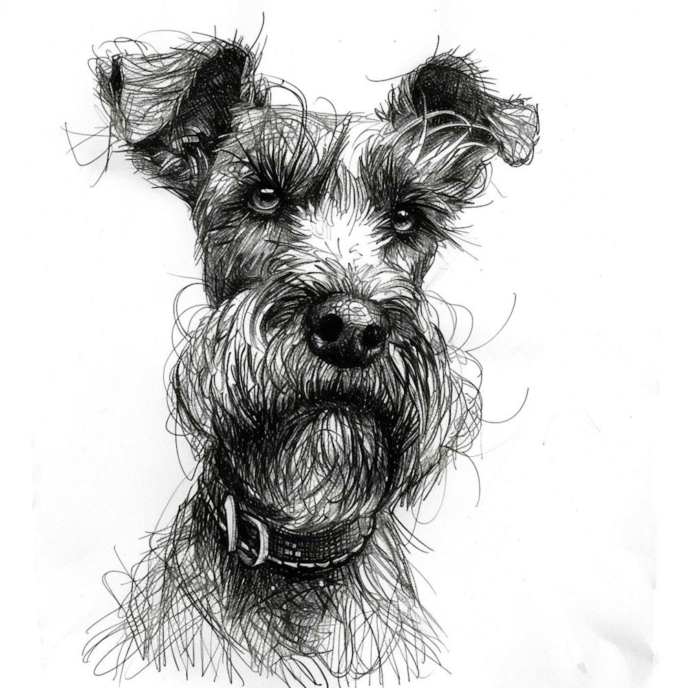 Cesky Terrier Dog Croquis au trait 3