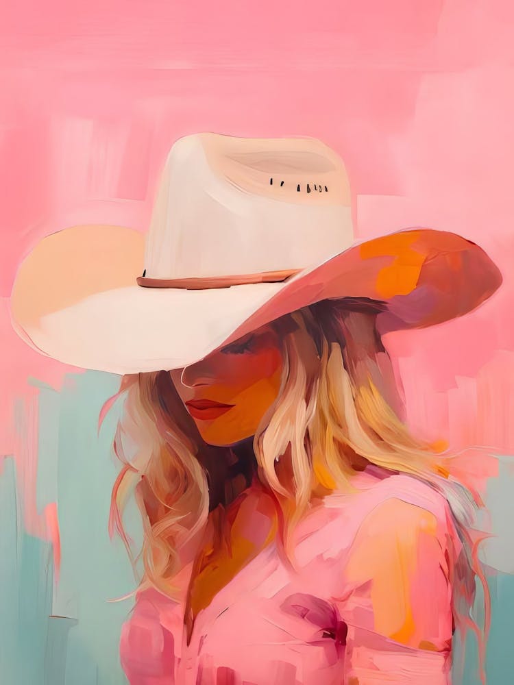 Coastal Cowgirl Painting Print Western Coquette Barbie Cowgirl Aesthetic Boho Girly Poster Printable Wall Art