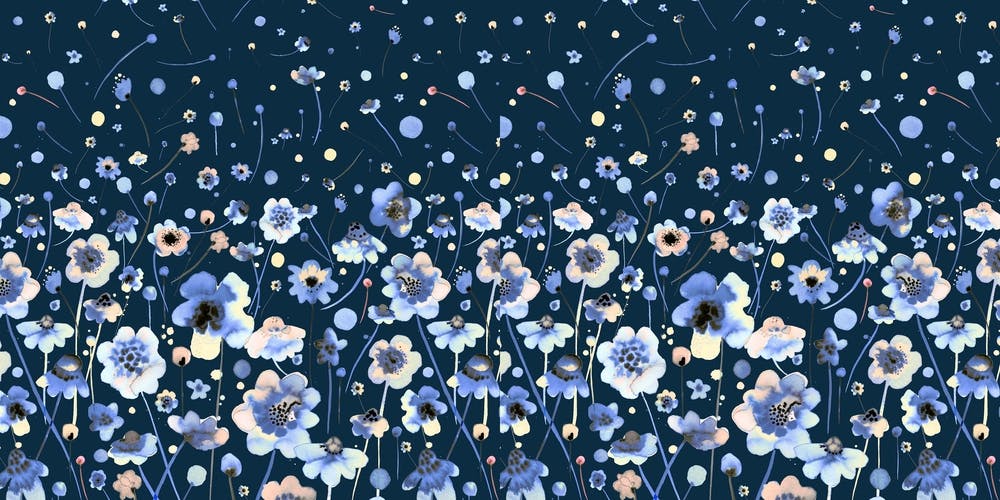 Ink Soft Flowers Navy Degrade