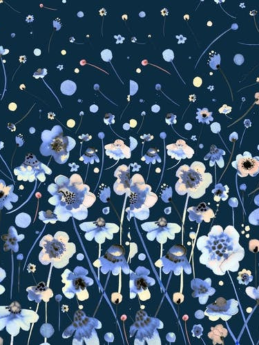 Ink Soft Flowers Navy Degrade