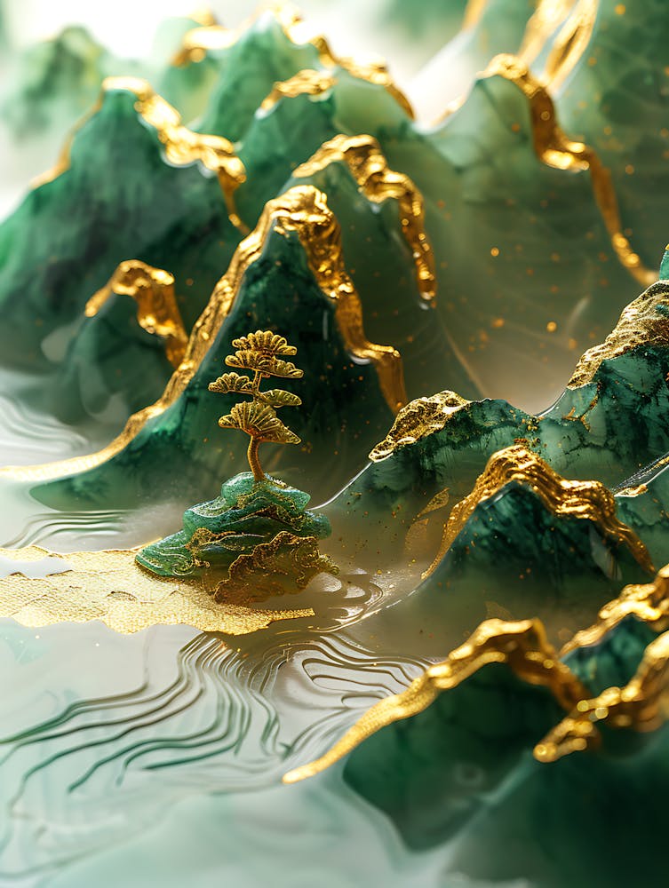 Gold Inlaid Jade Carving Scene 3