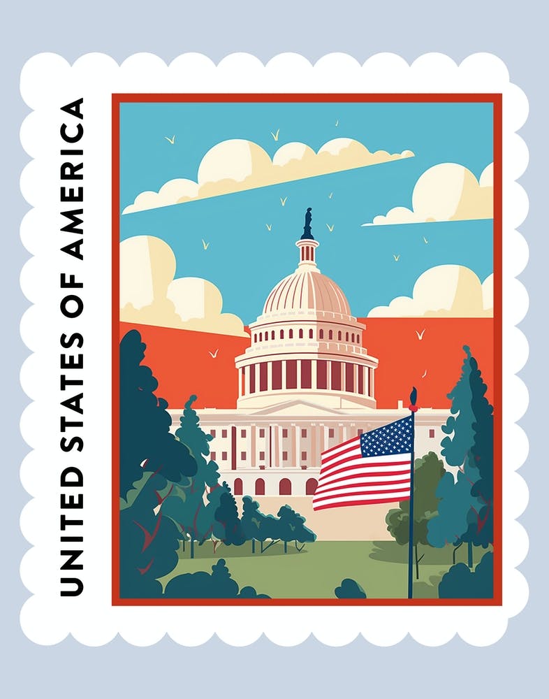 United States Of America 2 Travel Stamp Poster