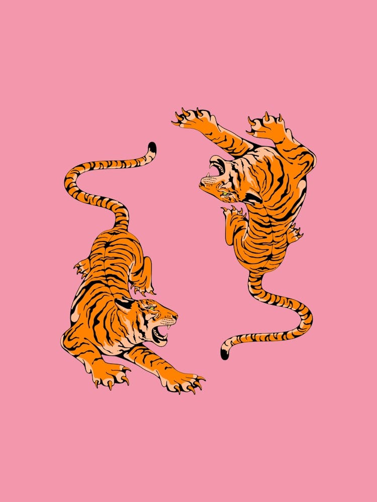 Tiger On Pink Background 1