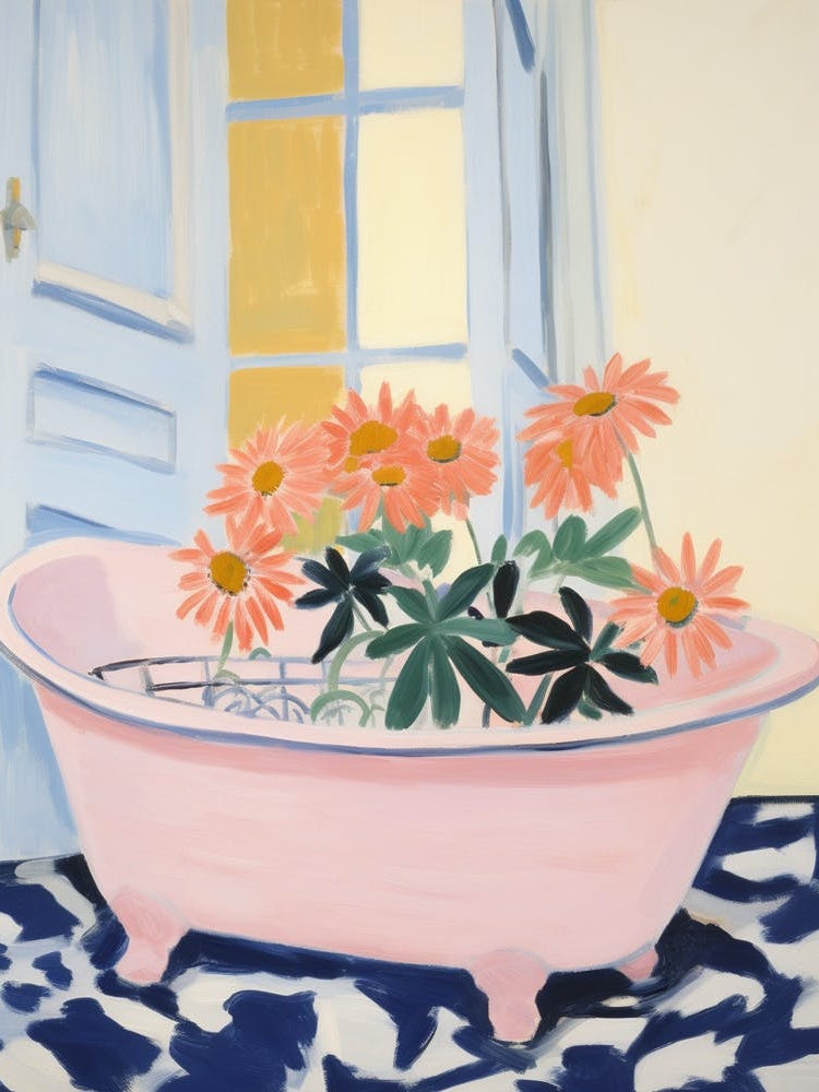 A Bathtube Full Gerbera In A Bathroom 2