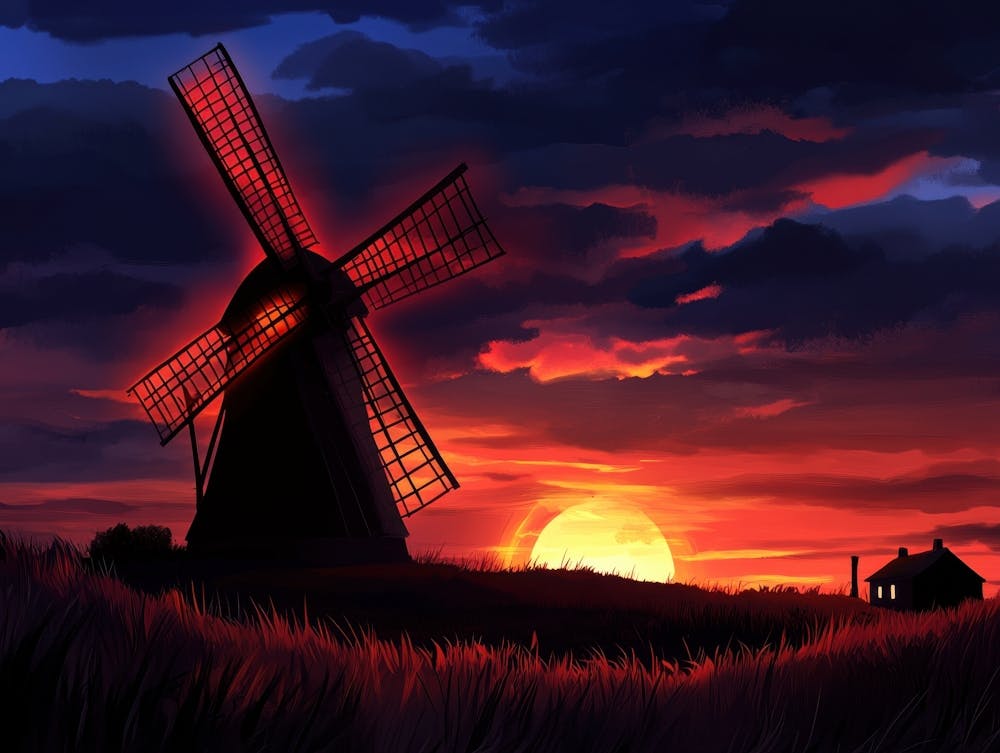 Sunset Over Windmill