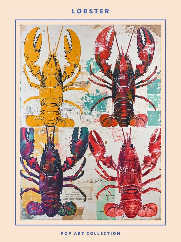 Kitsch Pop Art Lobster Tile Poster