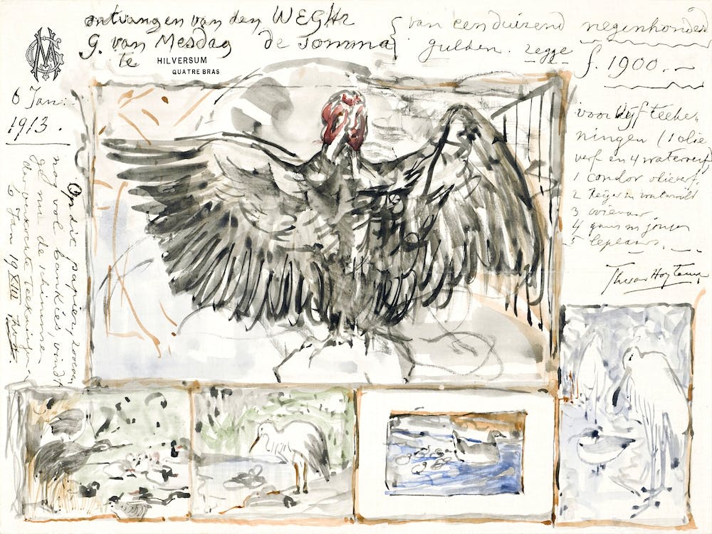 Five Sketches After Works Of Birds (1913), Theo Van Hoytema