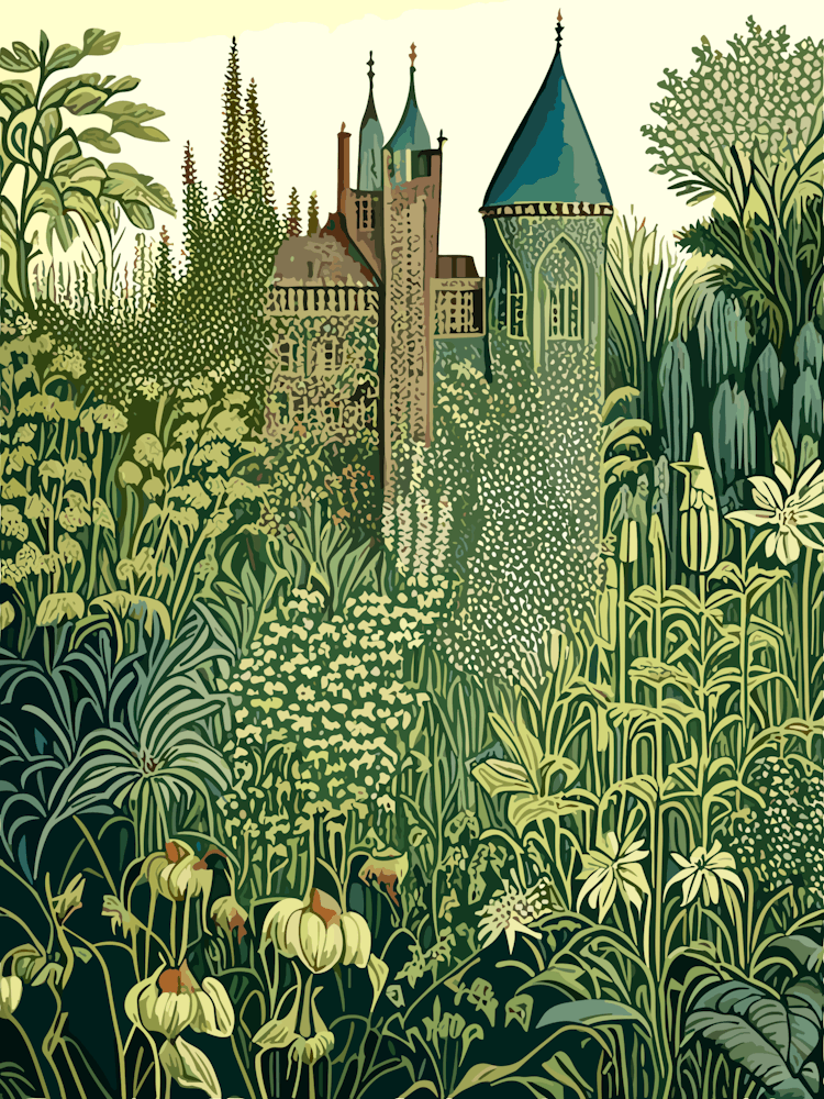 Sissinghurst Castle Garden, United Kingdom Vintage Botanical