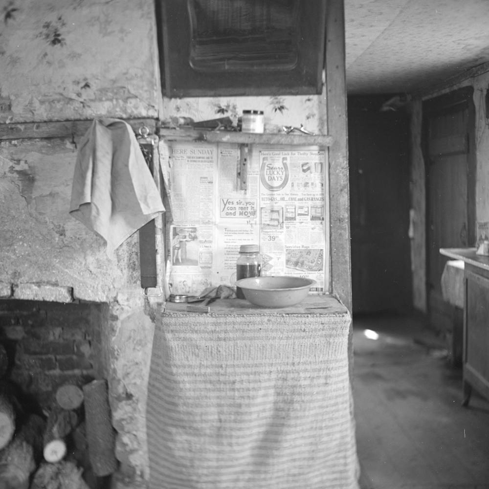 Washroom In The Living Room In The Home Of Erasty Emrich, Tenant Farmer, Near Battle Ground, Indiana By Russel