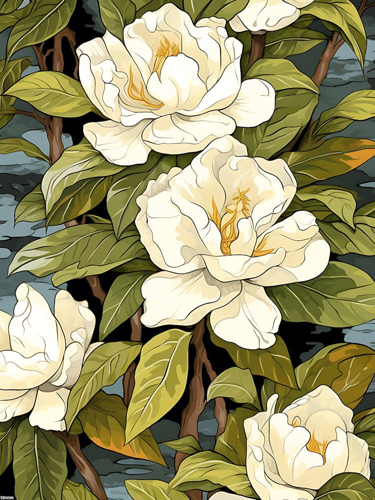 Floral Pattern With White Flowers 1