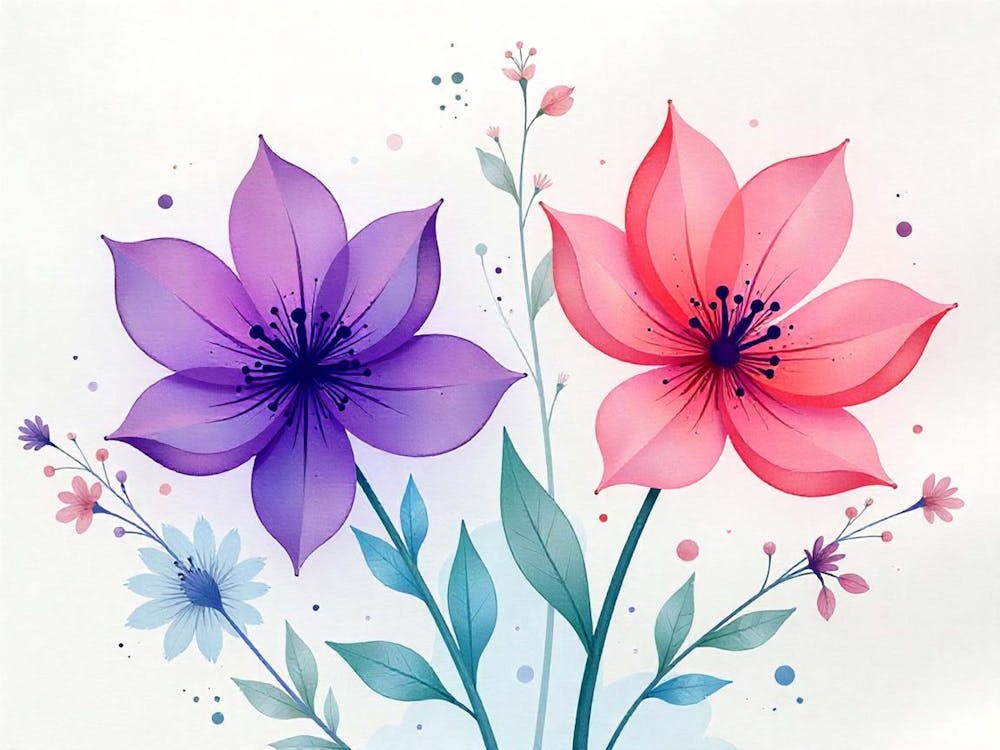 Two Flowers On A White Background