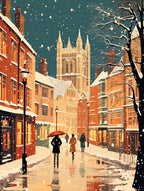 Winter Travel Night Illustration Windsor United Kingdom 1