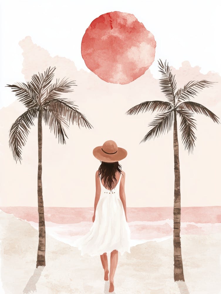 Woman Walking On The Beach 7