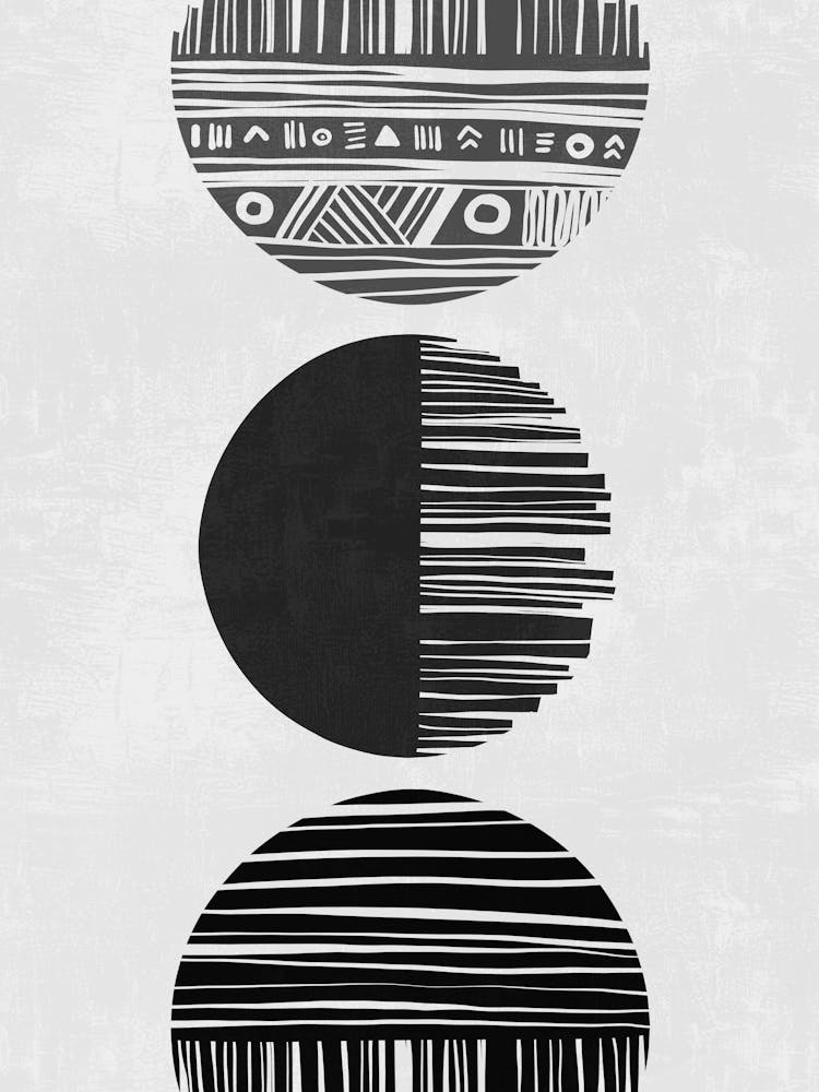 Black And White Circles Canvas Print