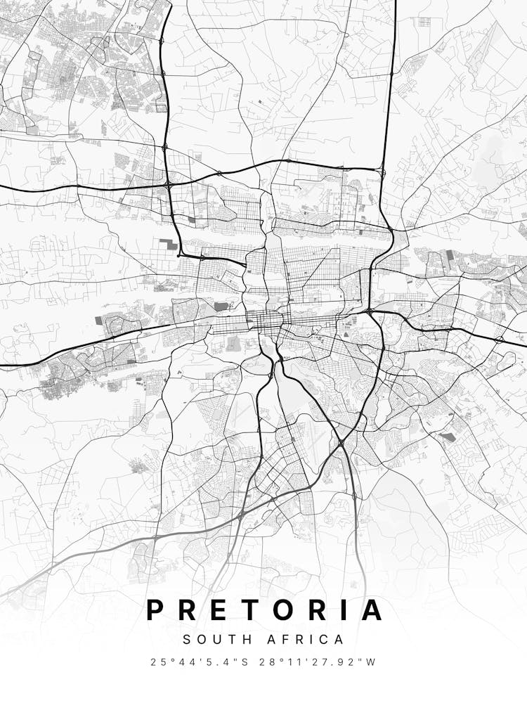 Pretoria South Africa White Map