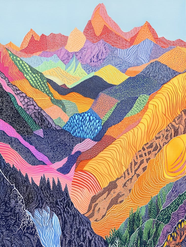 Colourful Mountain Illustration Poster 24