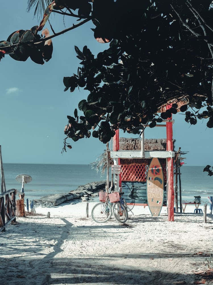 Surfboards And Bikes On Isla Holbox Mexico